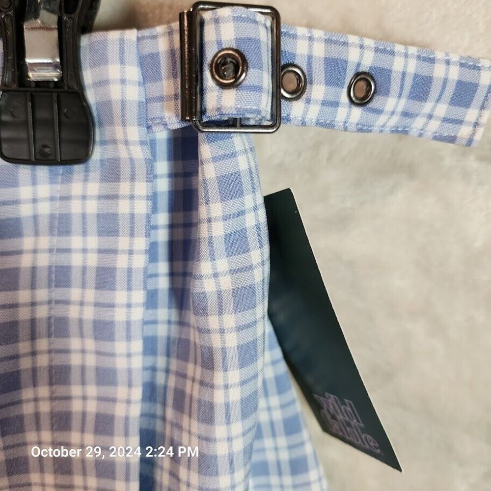 Wild Fable Women's Blue Check Elastic Waist Unlined Tie Wrap Skirt Size L NWT - Picture 2 of 9